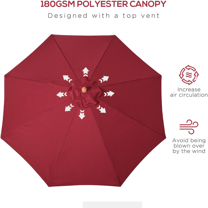 2.5m Wooden Garden Parasol - Top Vent