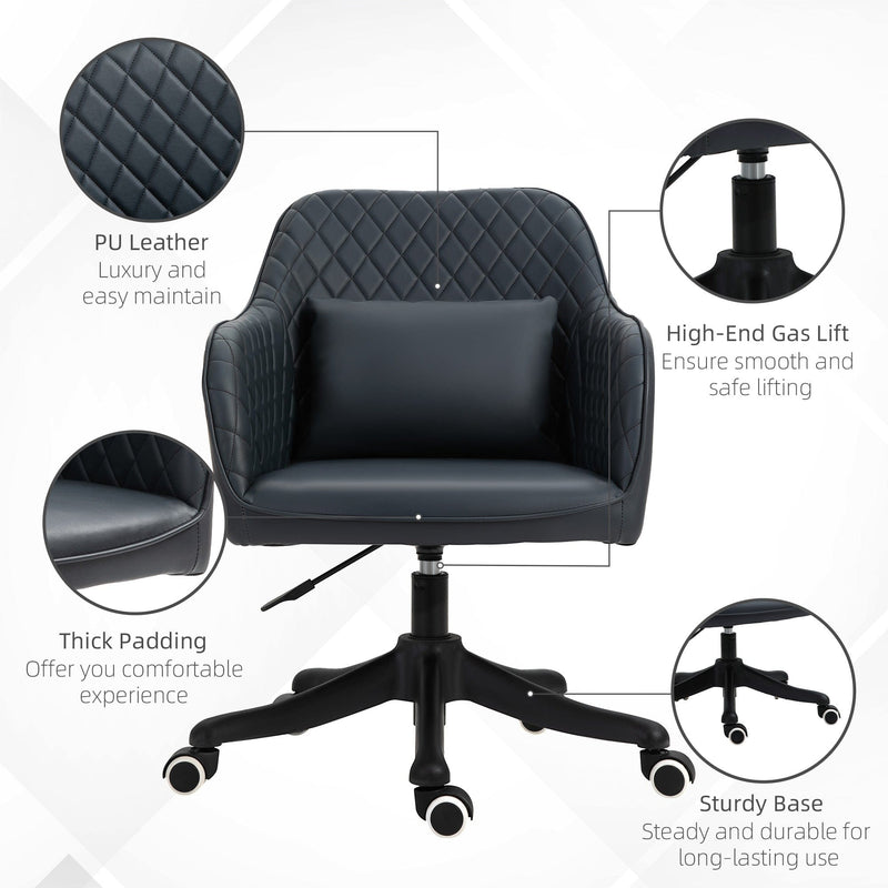 Blue Leather Vibrating Office Chair with Massage Pillow