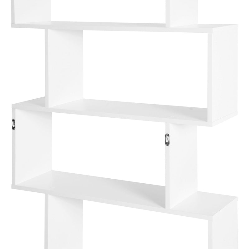 Wooden S Shape Storage Display, 6 Shelves, Room Divider