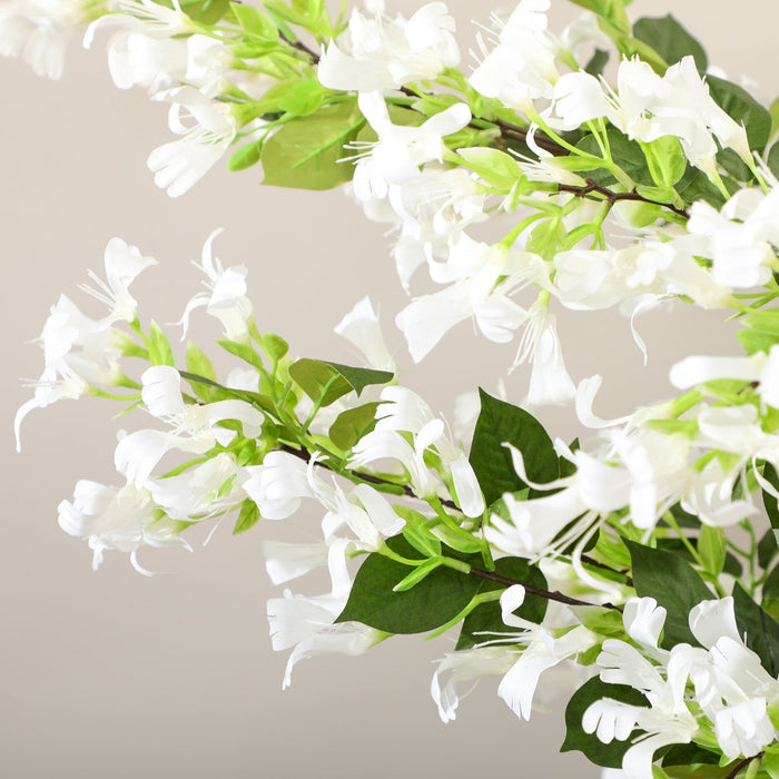 Artificial Honeysuckle Plant in Pot, White/Green