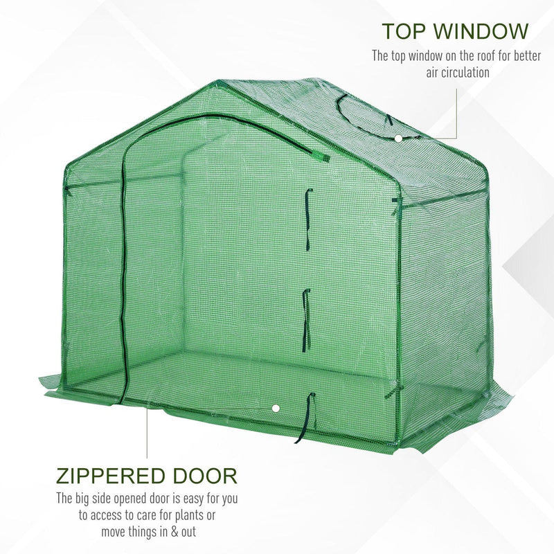 Small Greenhouse For Garden, Roll-Up Door, 180x100x168cm