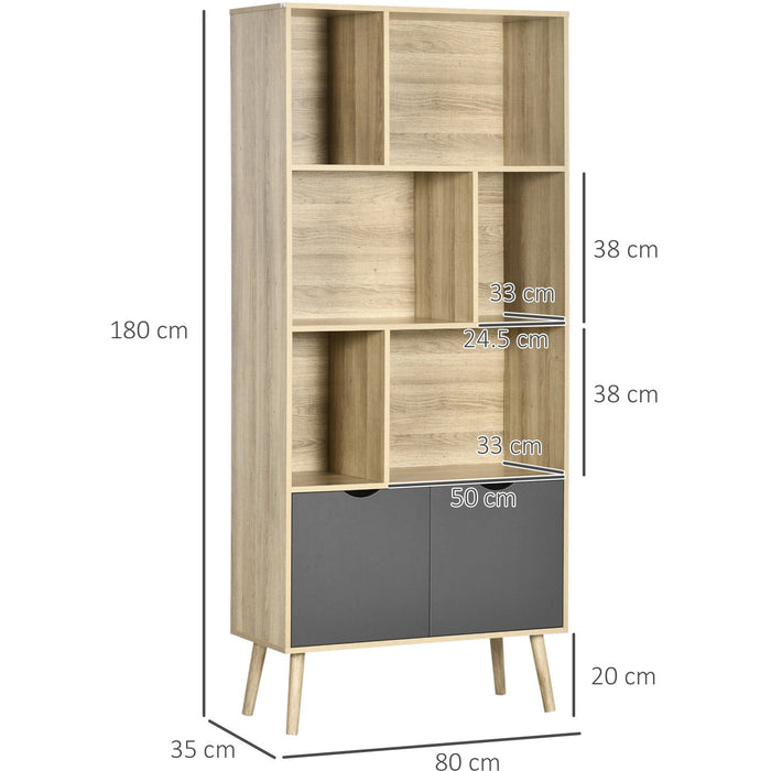 6 Shelf Modern Bookcase with Cupboard