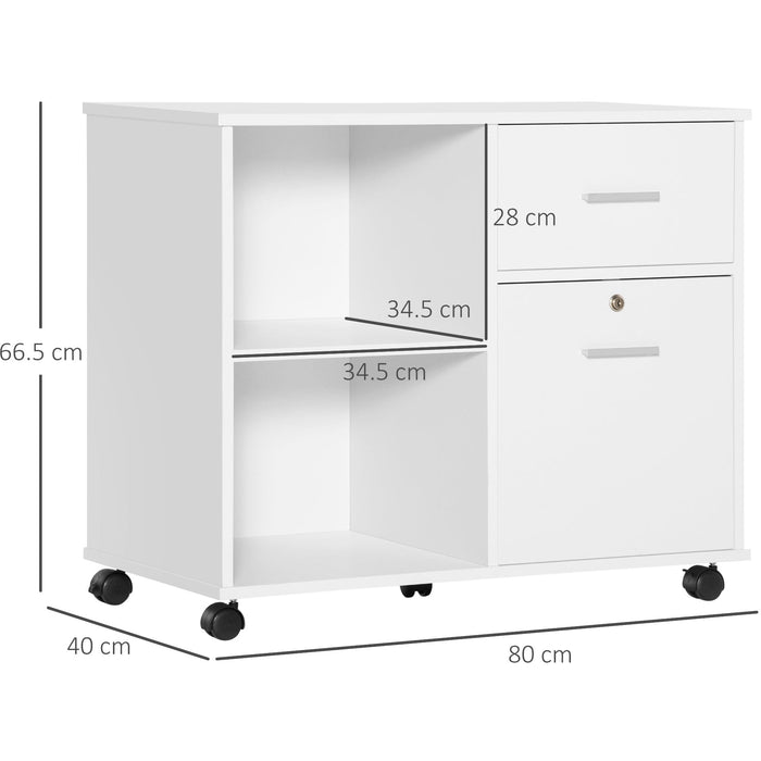 Mobile Printer Stand, Open Shelves, Drawers, A4 Storage