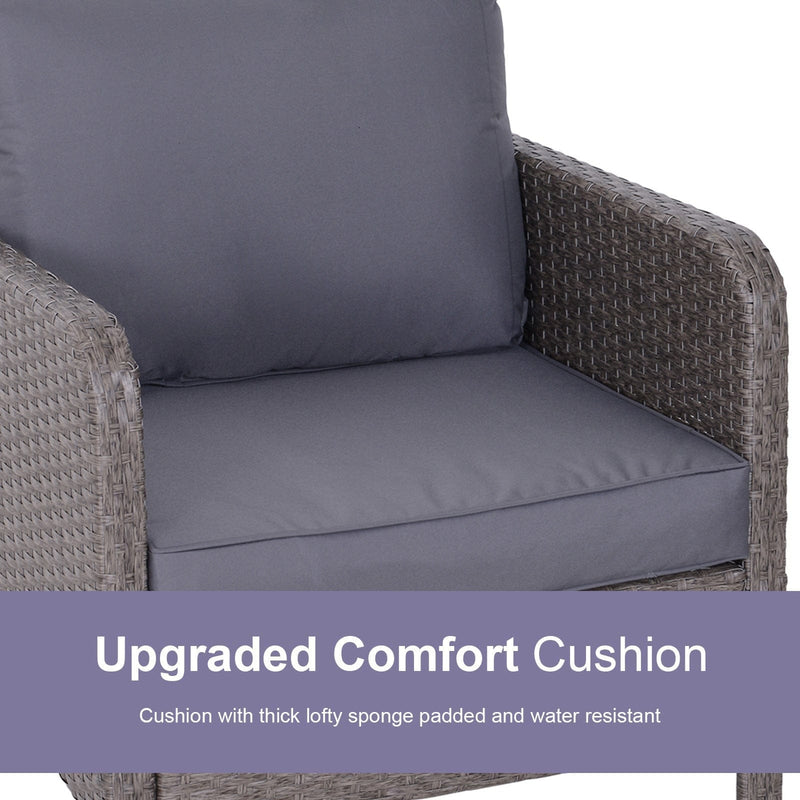 Rattan Garden Lounge Set with Glass Table & Cushions