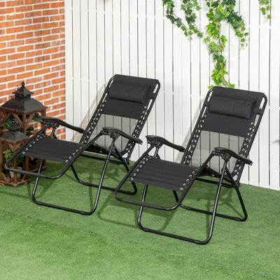 2pc Zero Gravity Chairs, Black Outsunny