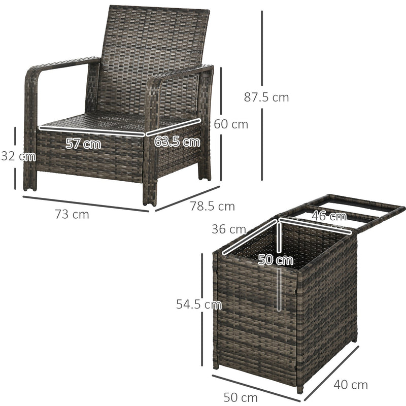 3 Piece Outdoor Rattan Bistro Set