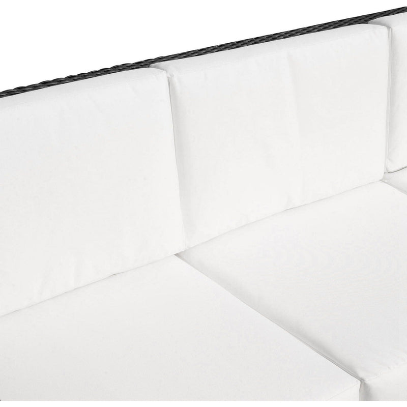 3 Seater Rattan Sofa with Cushions, Black