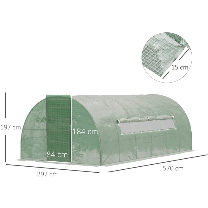 Walk In Greenhouse, Polytunnel, Hinged Door, Steel, 6x3m