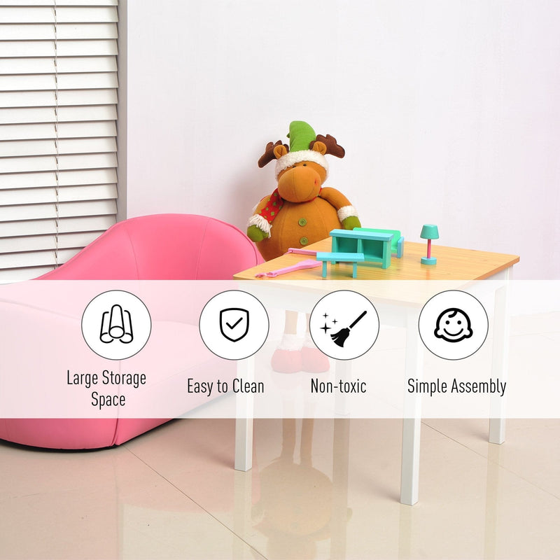 Kids Table and Chair Set With Storage Bench, 4-Piece