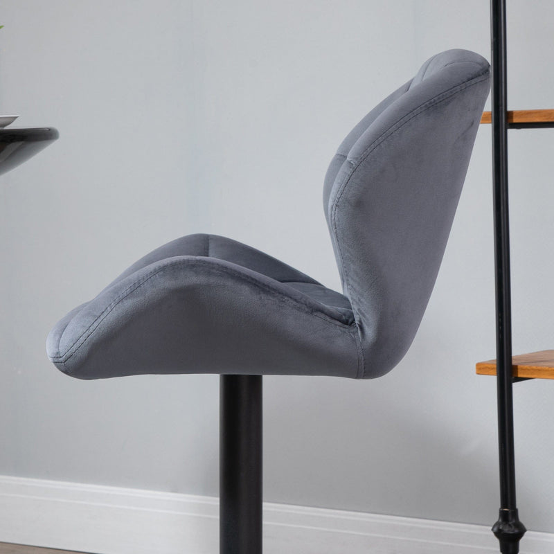 Set of 2 Grey Bar Stools With Backs