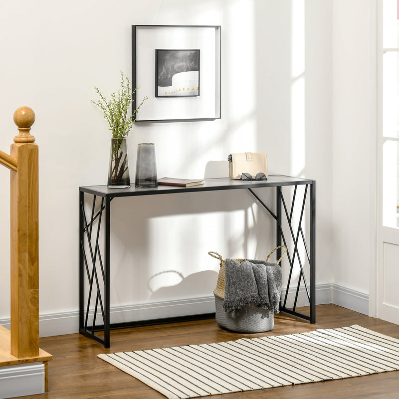 Industrial Console Table - 120cm - Metal Frame - Grey
