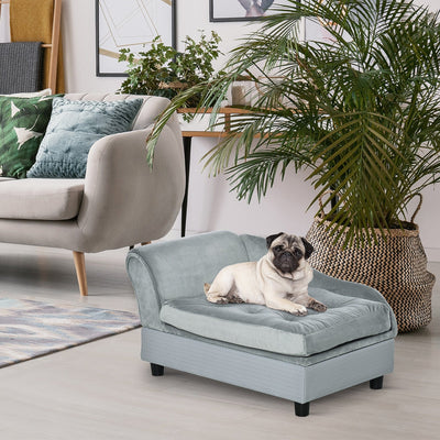 Light Blue Dog Sofa with Storage (76x45x41.5cm) Pawhut