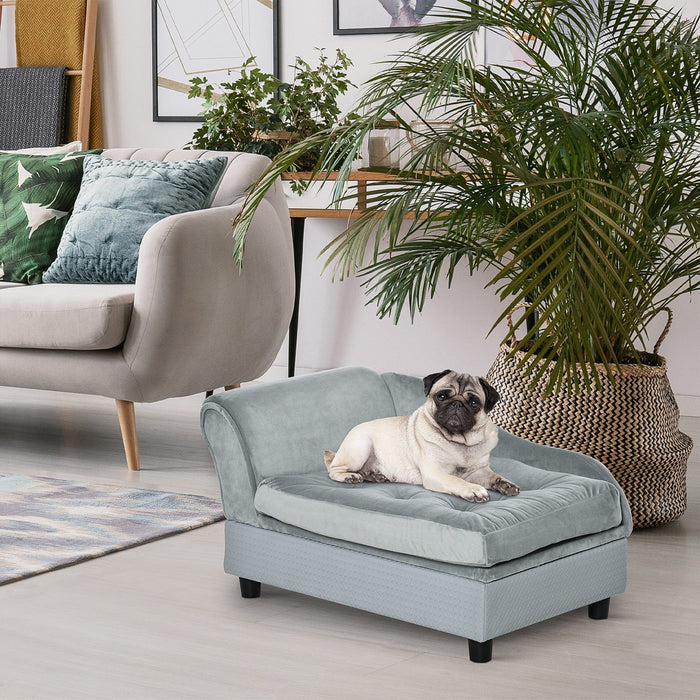 Light Blue Dog Sofa with Storage (76x45x41.5cm)