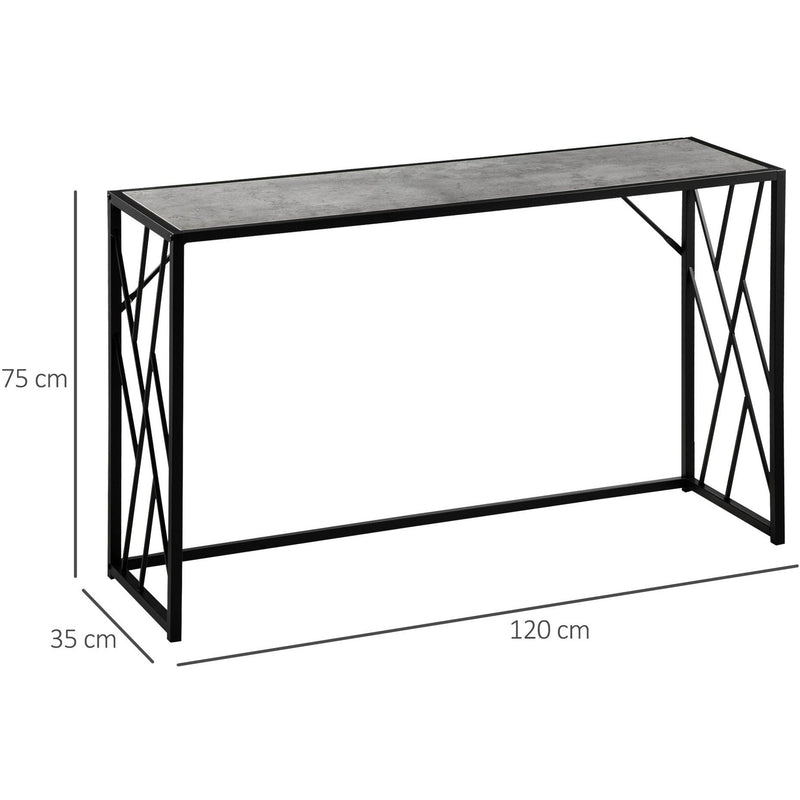 Industrial Console Table - 120cm - Metal Frame - Grey