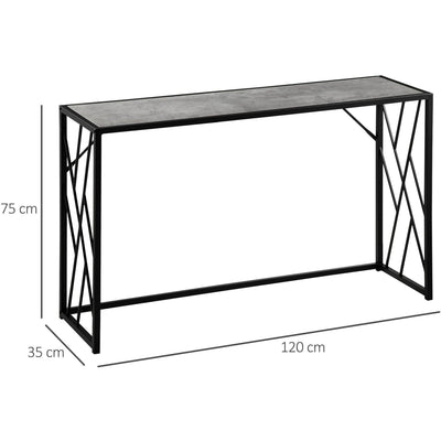 Industrial Console Table - 120cm - Metal Frame - Grey Homcom