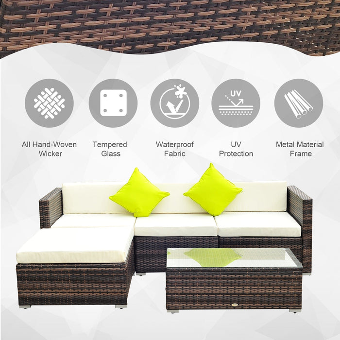 4 Seater Outdoor Rattan Sofa Set with Coffee Table, Cushions