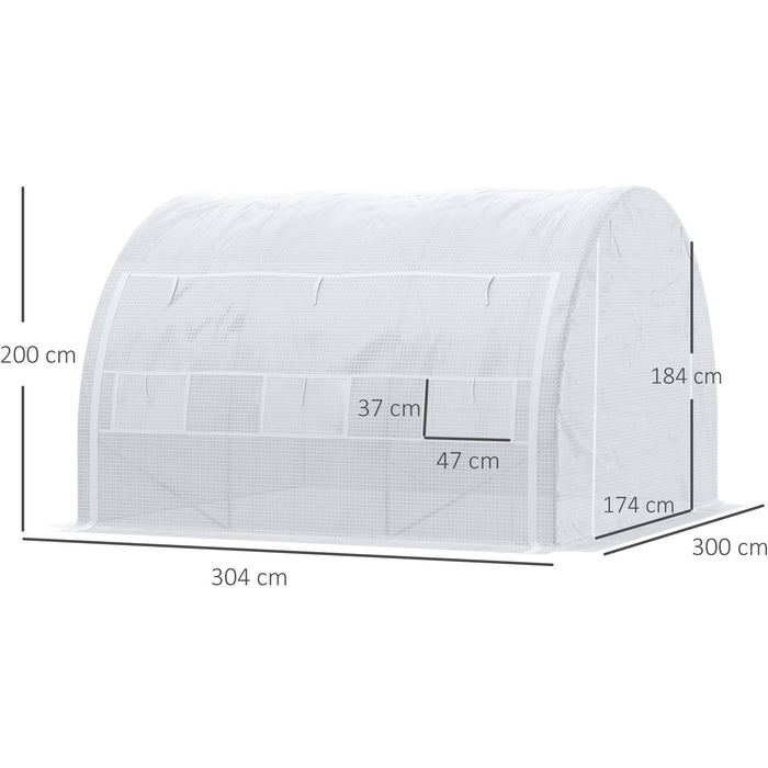 Walk In Polytunnel, Steel Frame, 3x3x2m, White