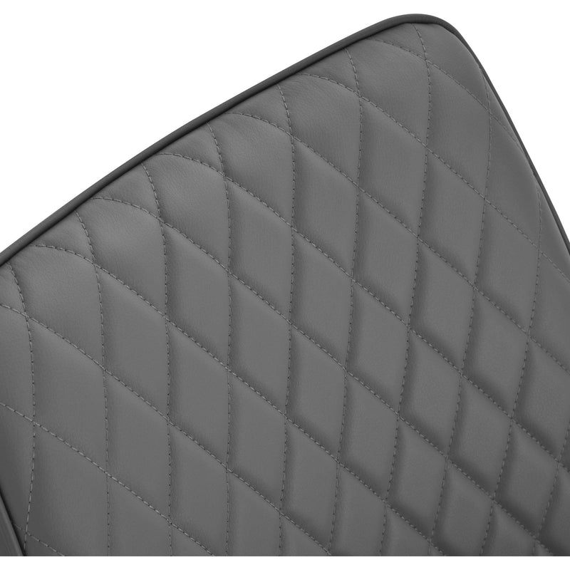Set of 2 Quilted Dining Chairs, PU Leather, Grey