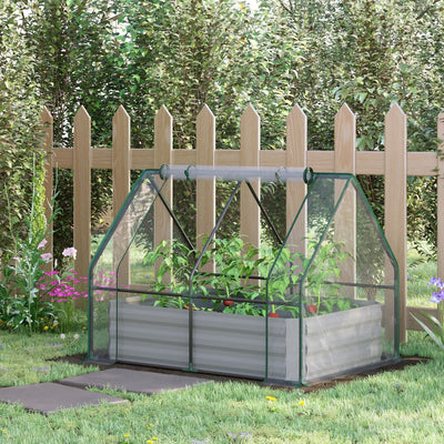 Steel Garden Bed with Greenhouse 127x95x92cm Outsunny