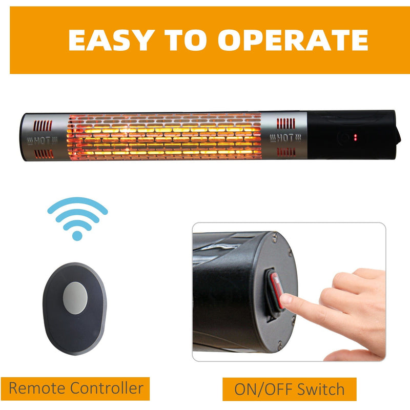 1500W Wall Mounted Patio Heater - Remote, Infrared