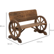Rustic Wagon Wheel Bench (2 Seater) Outsunny