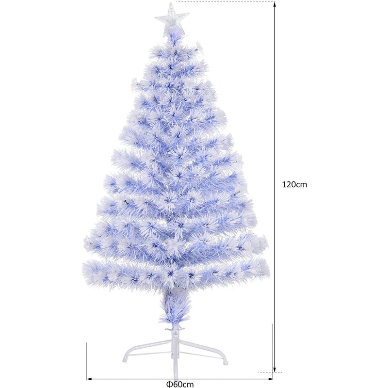 Artificial Fibre Optic Christmas Tree w/ 26 LED Lights Pre-Lit White Blue 4FT
