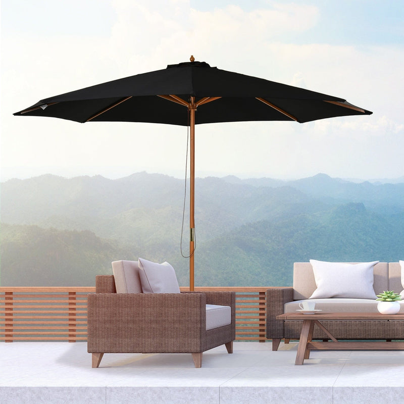 3m Wooden Parasol Outsunny