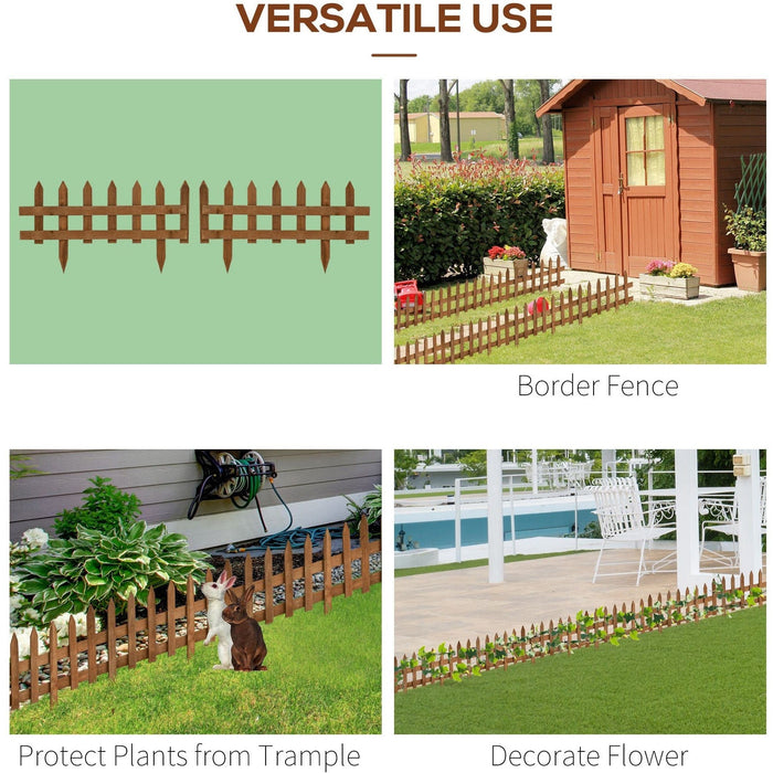 Wooden Border Fences, 60L x 1D x 34H cm, Pack of 12, Brown