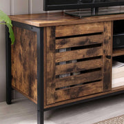 Vasagle Industrial TV Stand for 50 Inch TVs - features two open shelves and a storage cupboard on the left handside
