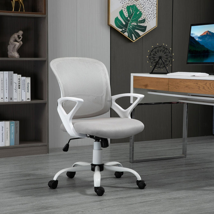 Grey Mesh Office Chair with Lumbar Support & Armrests