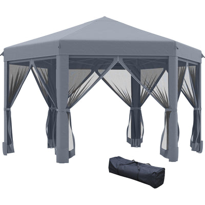 Hexagonal Pop Up Gazebo With Sides, Travel Case, 3.2m Outsunny