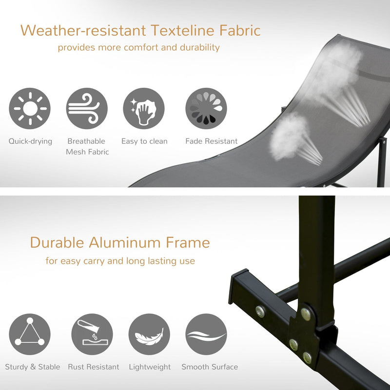 S Shaped Sun Lounger Set, Foldable, Set of 2