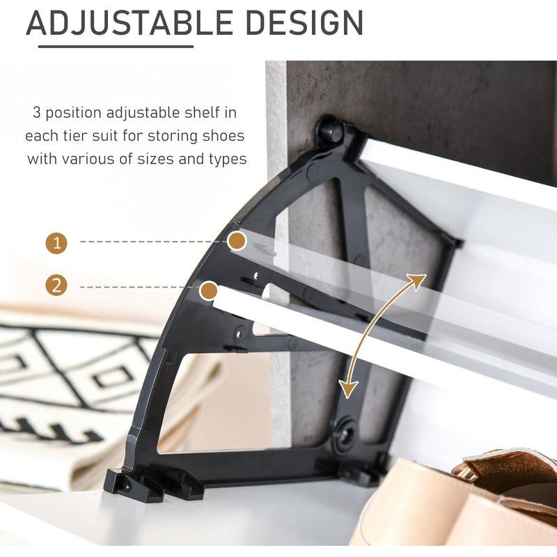 2 Tier Shoe Cabinet with Drawer, Holds 8 Pairs