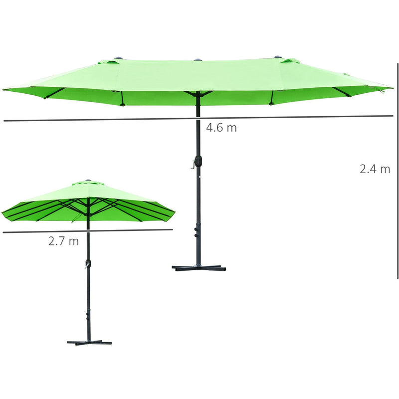 4.6m Double Sided Parasol With Crank Handle, Cross Base