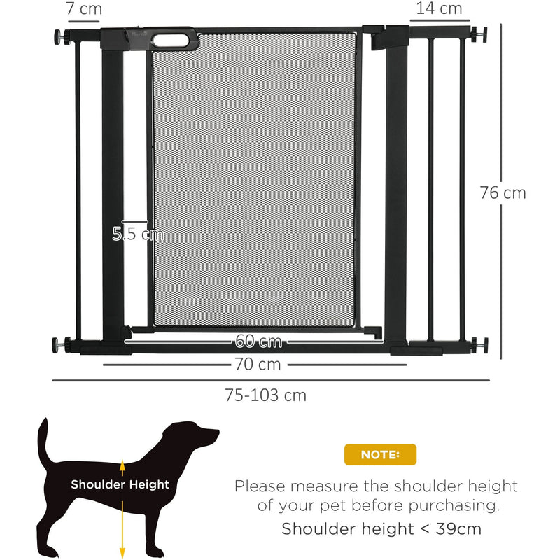 Black Dog Gate with 2 Extensions Kit