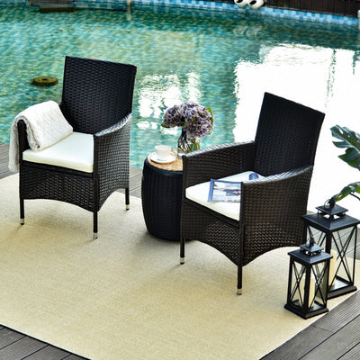 Garden Furniture Bistro Set, 2 Rattan Armchairs and Table Outsunny