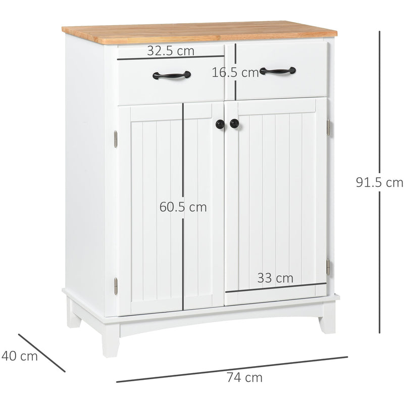 Modern Kitchen Cupboard, 2 Drawers, White