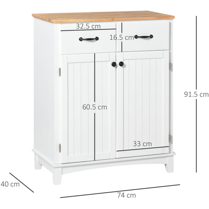 Modern Kitchen Cupboard, 2 Drawers, White