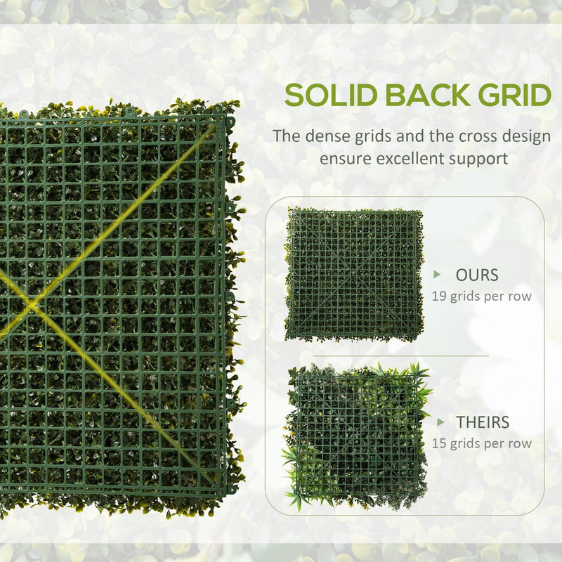 Artificial Boxwood Wall Panels, Milan Grass, 12PCS, 20" Outsunny
