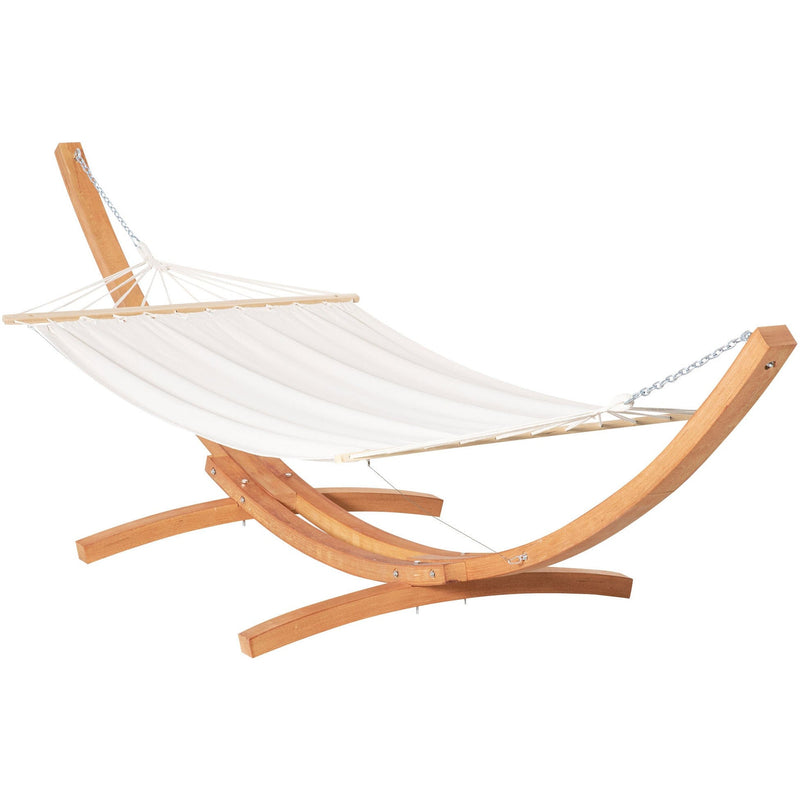 Garden Hammock With Wooden Stand, Patio Swing Bed, White