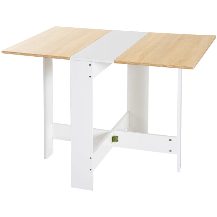 Drop Leaf Dining Table For Small Spaces, Oak and White