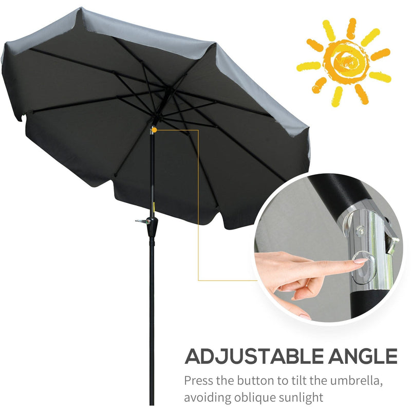 2.5m Tilting Parasol - Scalloped Edge, Vented Top