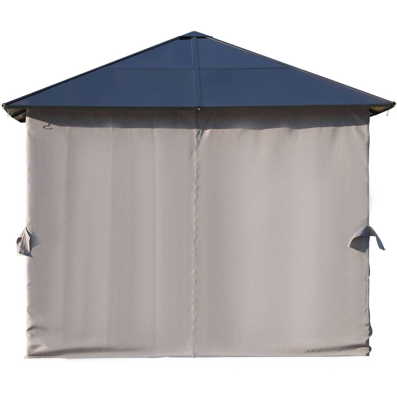 3x3m Polycarbonate Hard Roof Gazebo For Gardens, Steel Frame, Curtains, Mosquito Nets, Black Outsunny