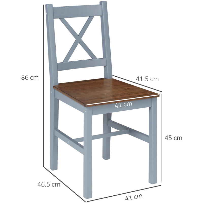 Grey Cross Back Dining Chairs, Set of 2