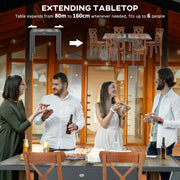 Outsunny Extending Garden Table, Outdoor Dining Table for 6, Aluminium Frame Rectangular Patio Table with Plastic Board Tabletop, Beige Outsunny