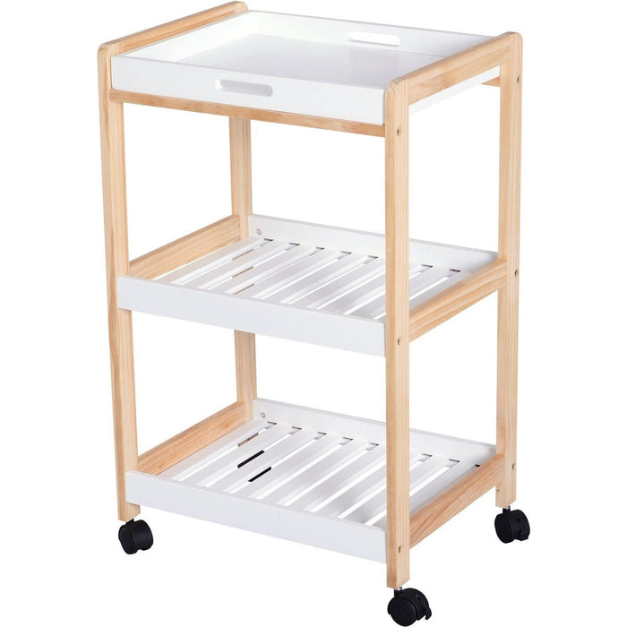 Mobile Kitchen Trolley, 3-Tier, White, 46x35x74.5 cm