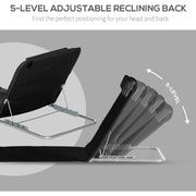 Outsunny Set of 2 Foldable Garden Beach Chair Mat Lightweight Outdoor Sun Lounger Seats Adjustable Back Metal Frame PE Fabric Head Pillow, Black Outsunny
