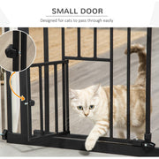 Extra Tall Pet Gate with Door (74-80cm) - Black Pawhut