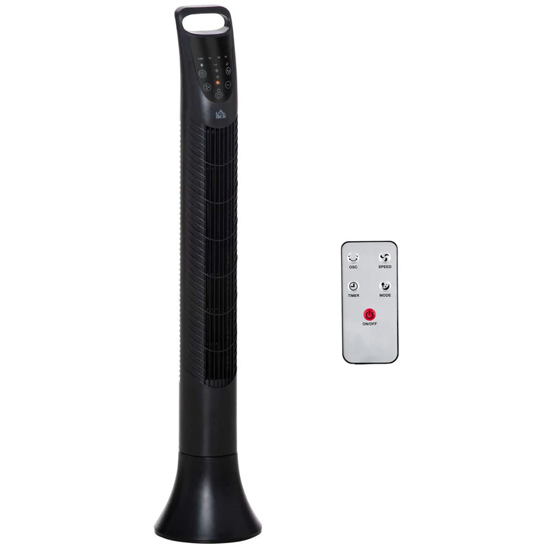 36" Tower Fan with Remote, 3 Speed, Oscillation, 7.5h Timer Homcom