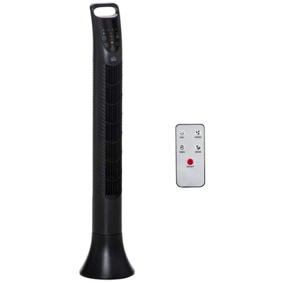 36" Tower Fan with Remote, 3 Speed, Oscillation, 7.5h Timer Homcom